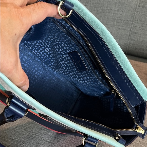KATE SPADE Cedar Street Maise Multi-stripe Leather Bag 14”x9”x4” Preloved - Picture 9 of 13